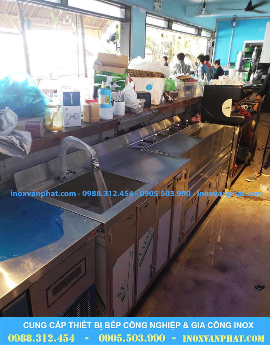 Quầy trà sữa inox chuyên nghiệp Quầy trà sữa inox chuyên nghiệp